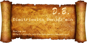 Dimitrievits Benjámin névjegykártya